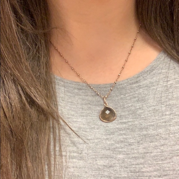 Smokey Quartz & Rose Gold Plated Silver Necklace - Picture 5 of 7